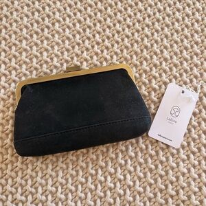 Laflore Paris cork clutch vegan leather structured frame purse NWT